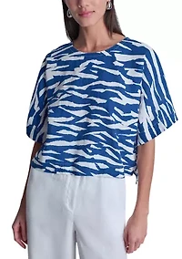 Women's Short Sleeve Tidal Print Top