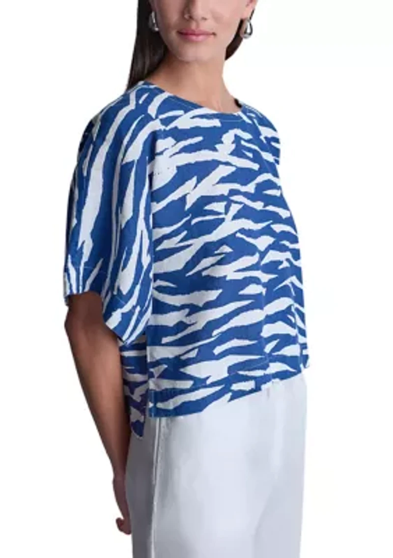 Women's Short Sleeve Tidal Print Top