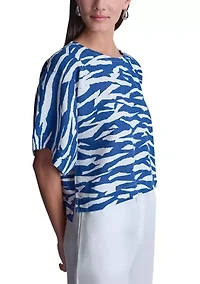 Women's Short Sleeve Tidal Print Top