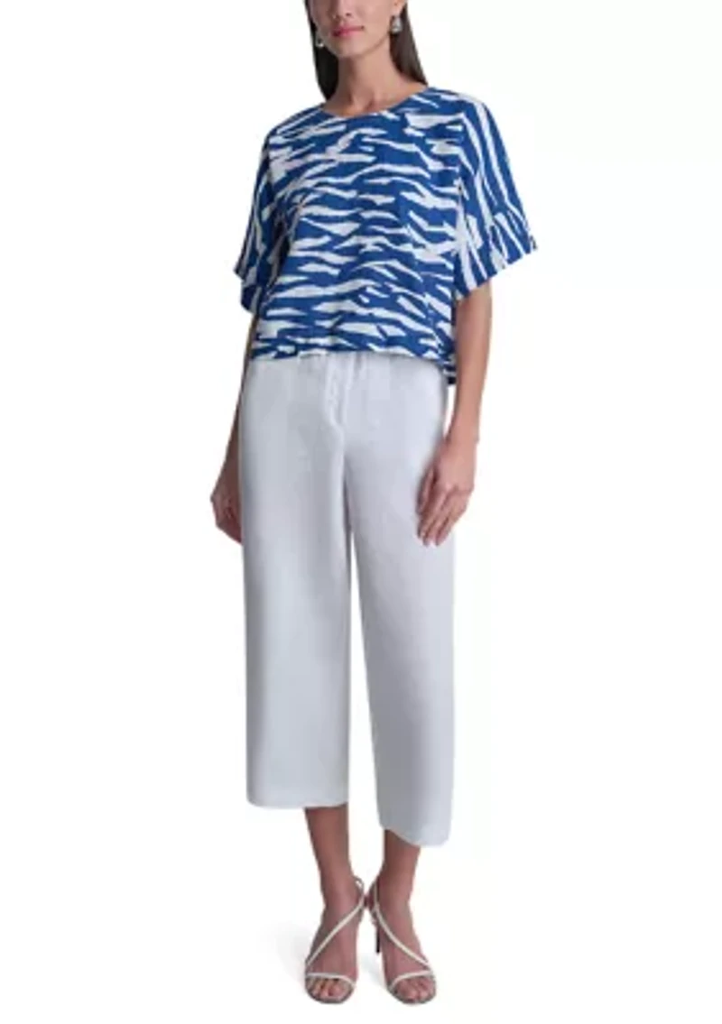 Women's Short Sleeve Tidal Print Top