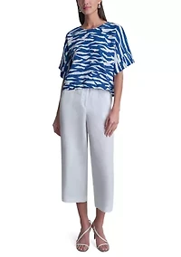 Women's Short Sleeve Tidal Print Top