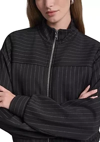 Women's Zip Front Pinstripe Bomber Jacket
