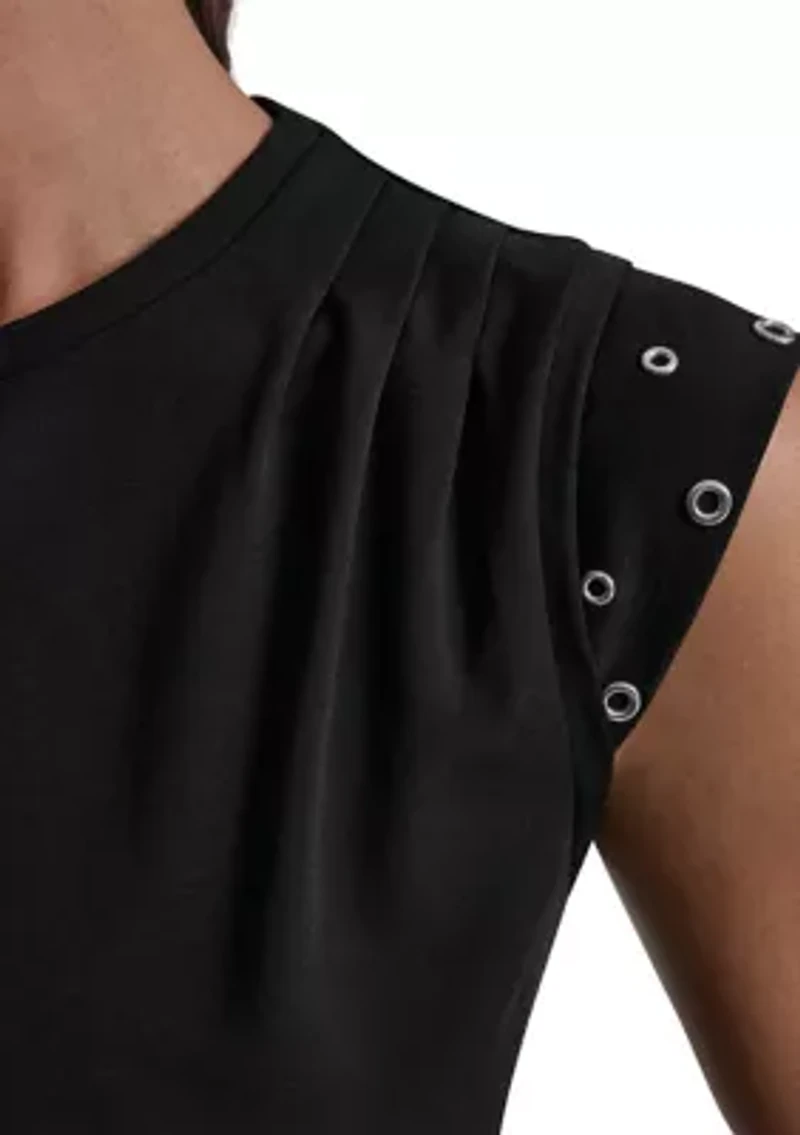 Women's Cap Sleeve Stud Trim Top