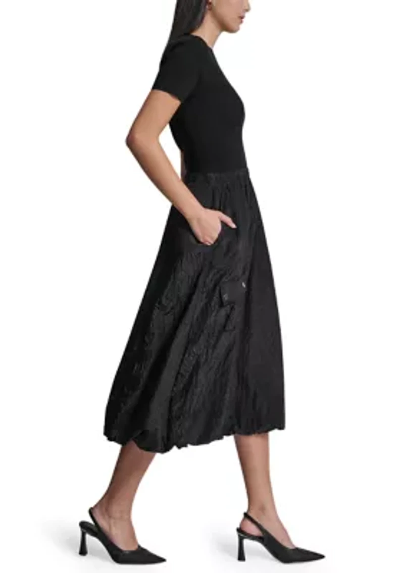 Women's Short Sleeve Cargo Sweater Dress