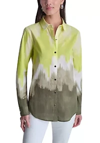 Women's Roll Sleeve Tie-Dye Shirt