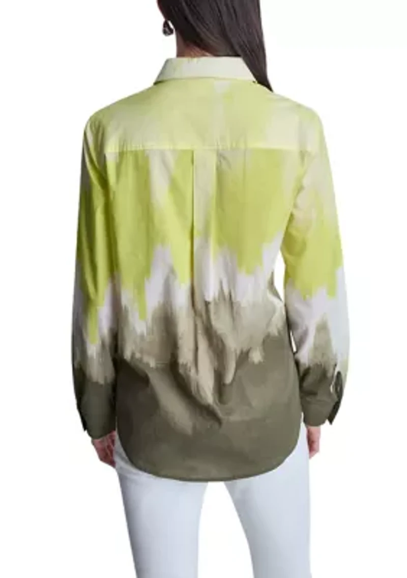 Women's Roll Sleeve Tie-Dye Shirt