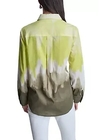 Women's Roll Sleeve Tie-Dye Shirt