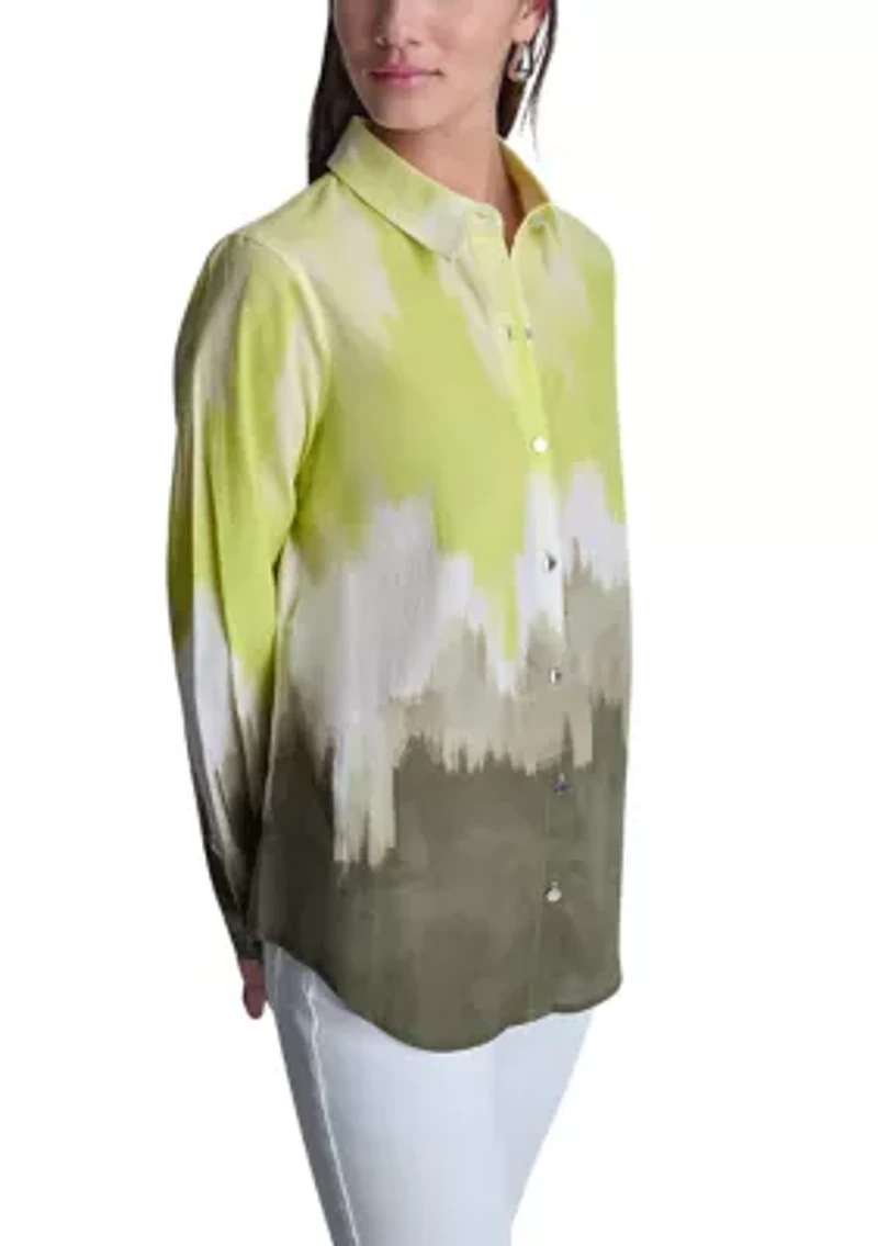 Women's Roll Sleeve Tie-Dye Shirt