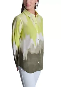 Women's Roll Sleeve Tie-Dye Shirt