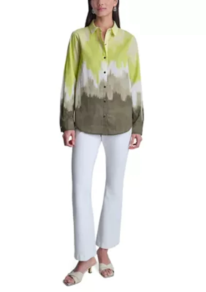 Women's Roll Sleeve Tie-Dye Shirt