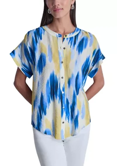 Women's Button Front Print Blouse