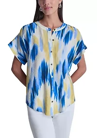 Women's Button Front Print Blouse
