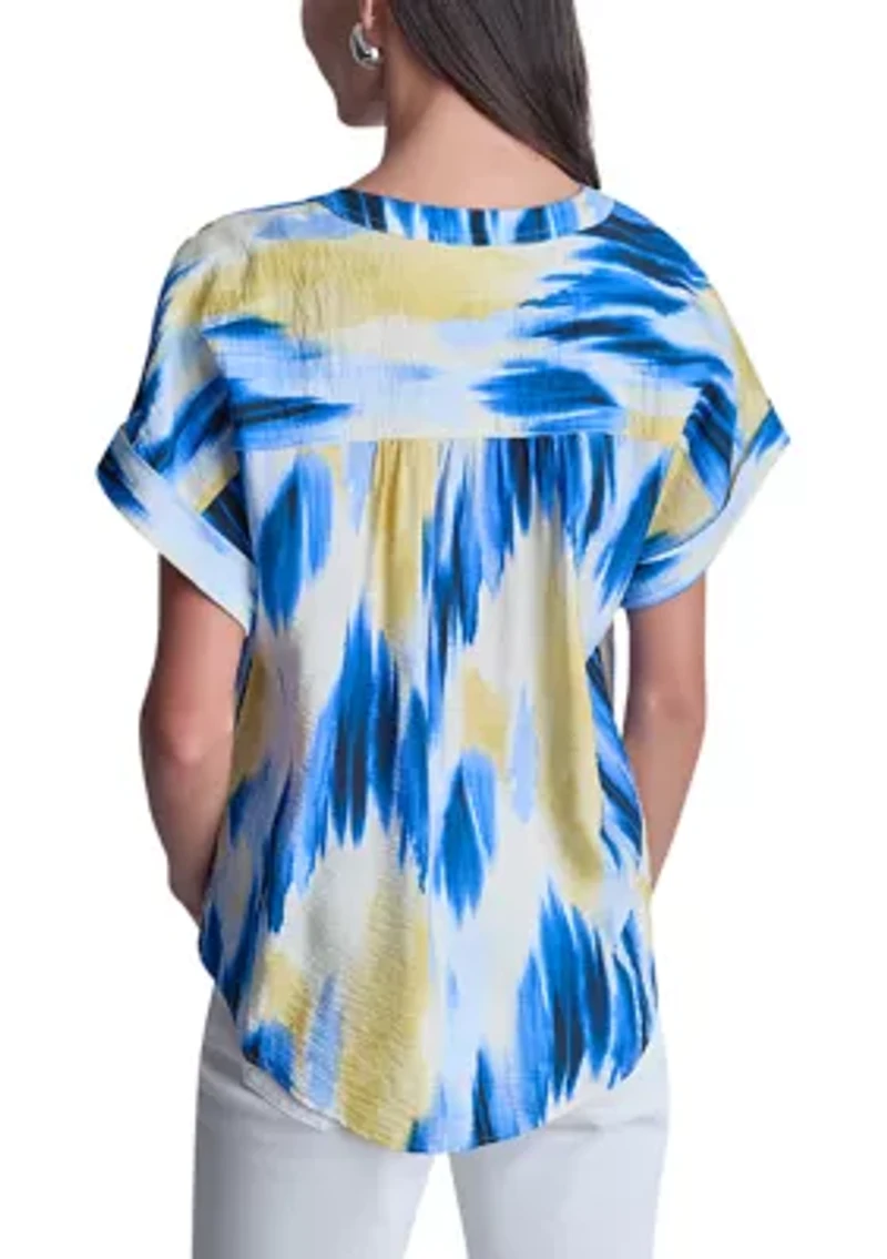 Women's Button Front Print Blouse