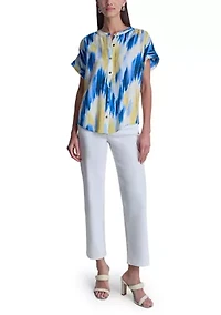 Women's Button Front Print Blouse