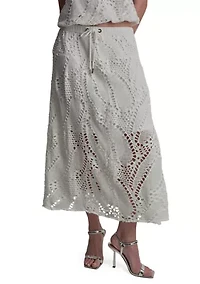 Women's Tier Knit Crochet Midi Skirt
