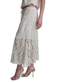 Women's Tier Knit Crochet Midi Skirt