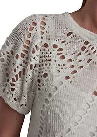 Women's Puff Sleeve Crochet Top
