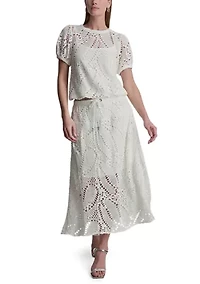 Women's Puff Sleeve Crochet Top