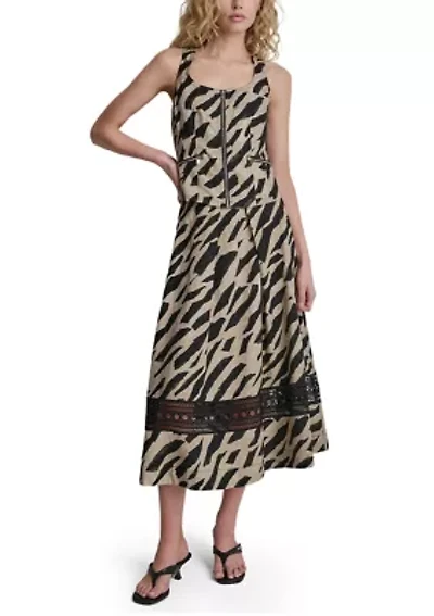 Women's Sleeveless Zip Front Animal Dress