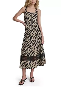 Women's Sleeveless Zip Front Animal Dress