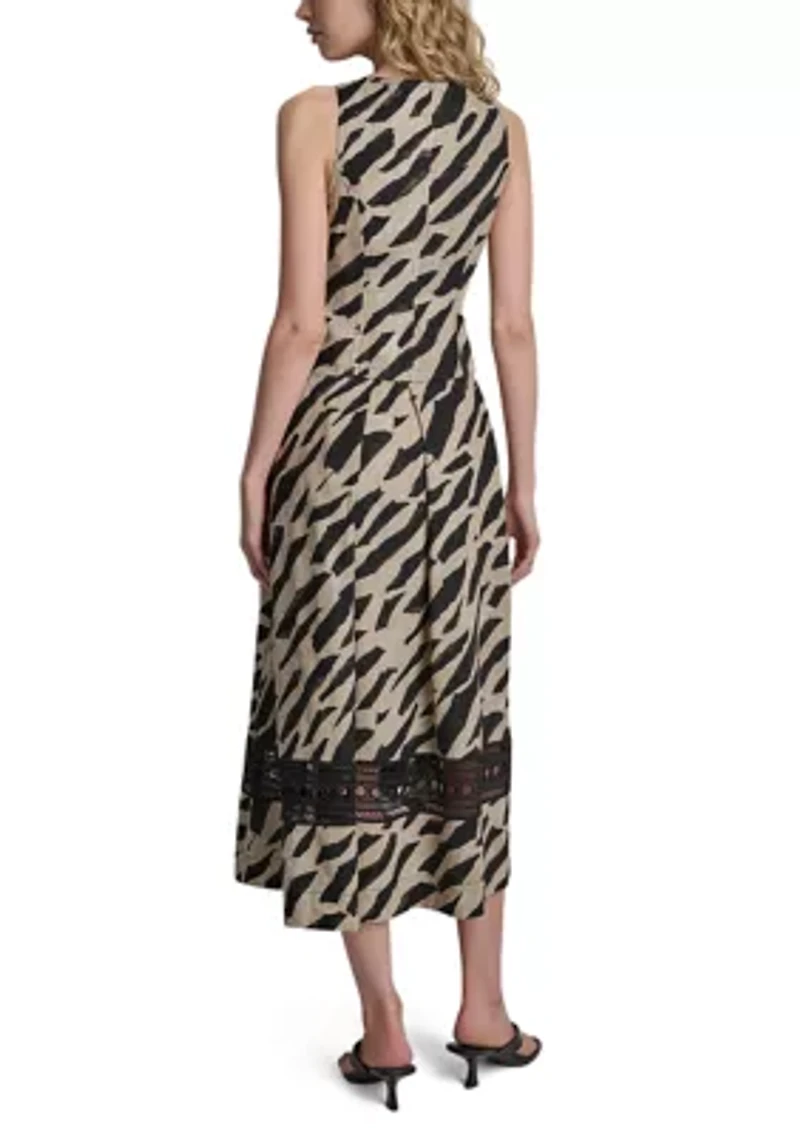 Women's Sleeveless Zip Front Animal Dress