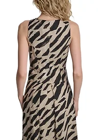 Women's Sleeveless Zip Front Animal Dress