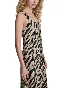 Women's Sleeveless Zip Front Animal Dress