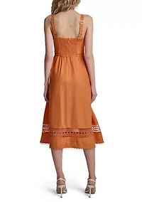 Women's Crochet Trim Square Neck Cotton Dress