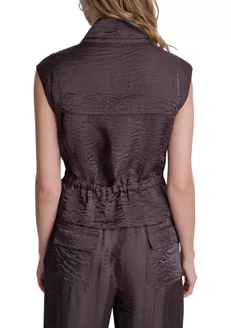 Women's Sleeveless Belted Jacket