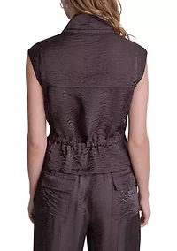 Women's Sleeveless Belted Jacket