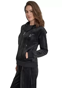 Women's Sequined Logo Velour Hoodie