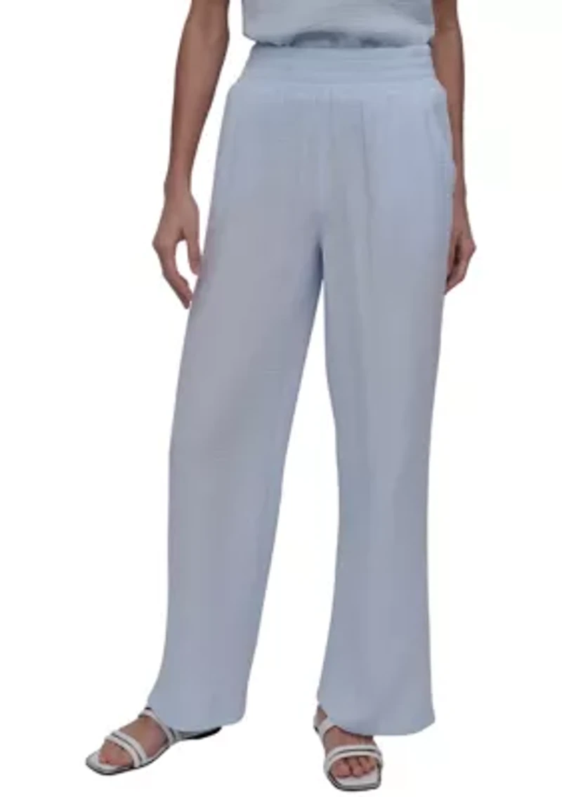 Women's Straight Leg Pants with Smocked Waist