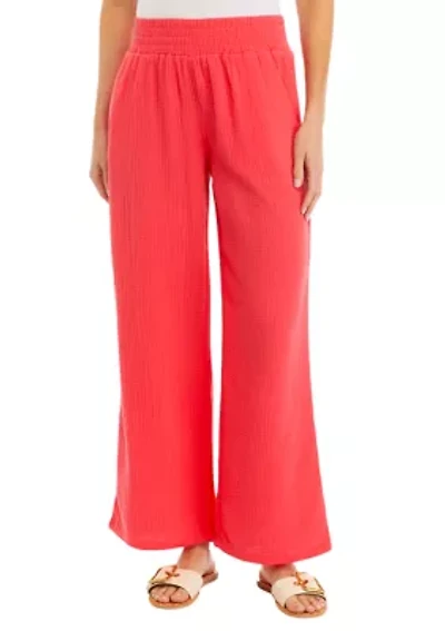 Women's Straight Leg Pants with Smocked Waist