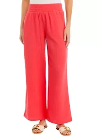 Women's Straight Leg Pants with Smocked Waist