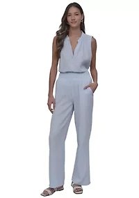Women's Straight Leg Pants with Smocked Waist