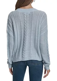 Women's Cable Knit V-Neck Sweater