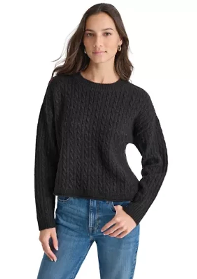 Women's Long Sleeve Cable Crew Neck Sweater