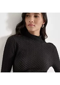 Women's Long Sleeve Pebble Lace Mock Neck Top