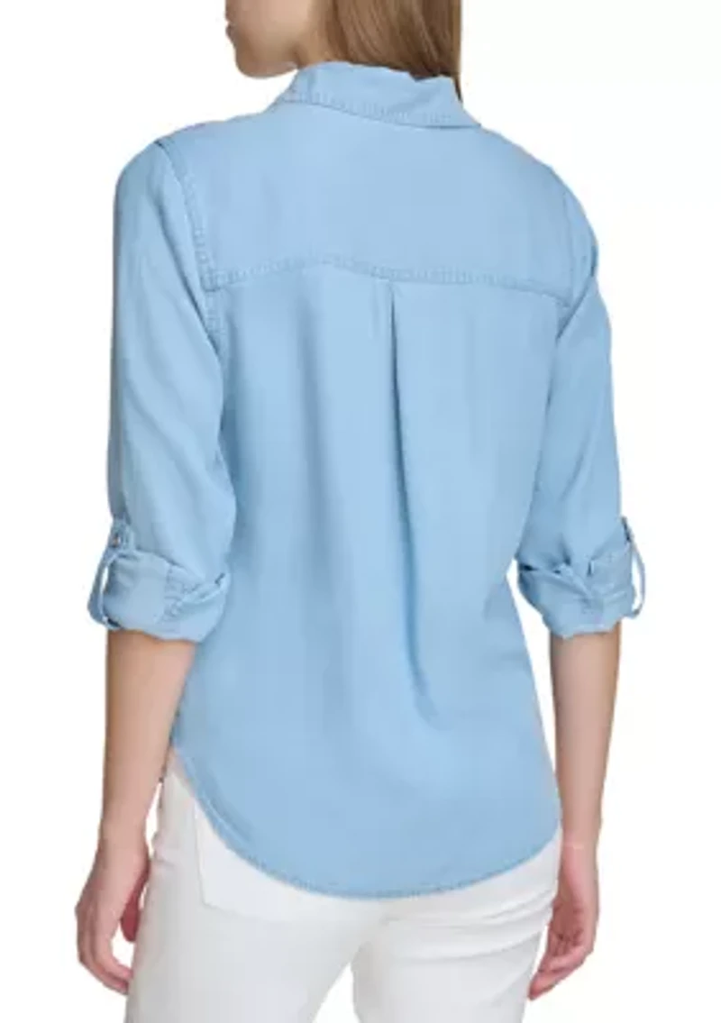 Women's Long Sleeve Chambray Tencel Shirt