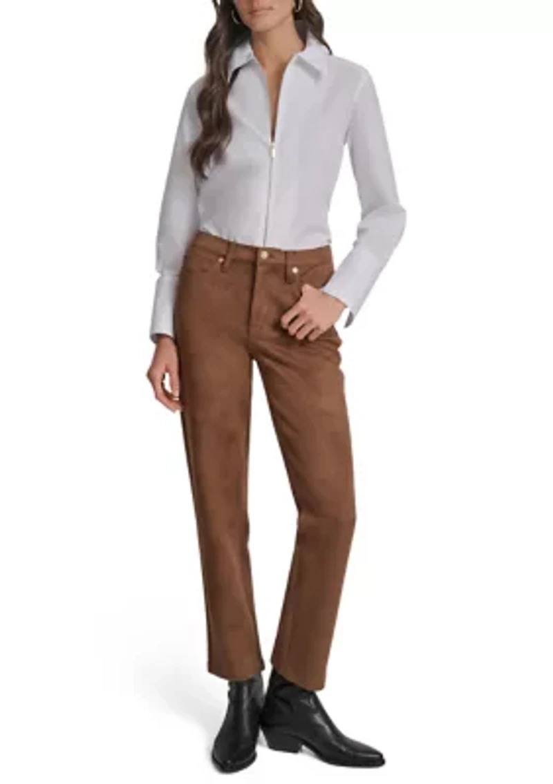Women's Mid Rise Classic Straight Leg Pants