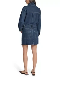 Women's Button Down Long Sleeve Denim Dress