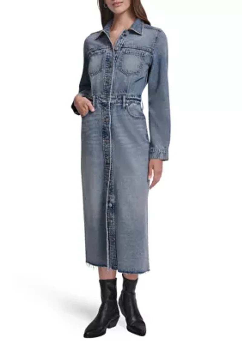 Women's Button Front Maxi Dress