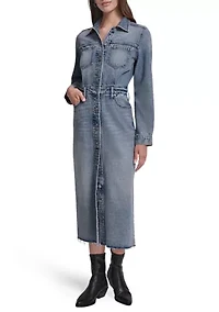 Women's Button Front Maxi Dress