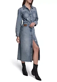 Women's Button Front Maxi Dress