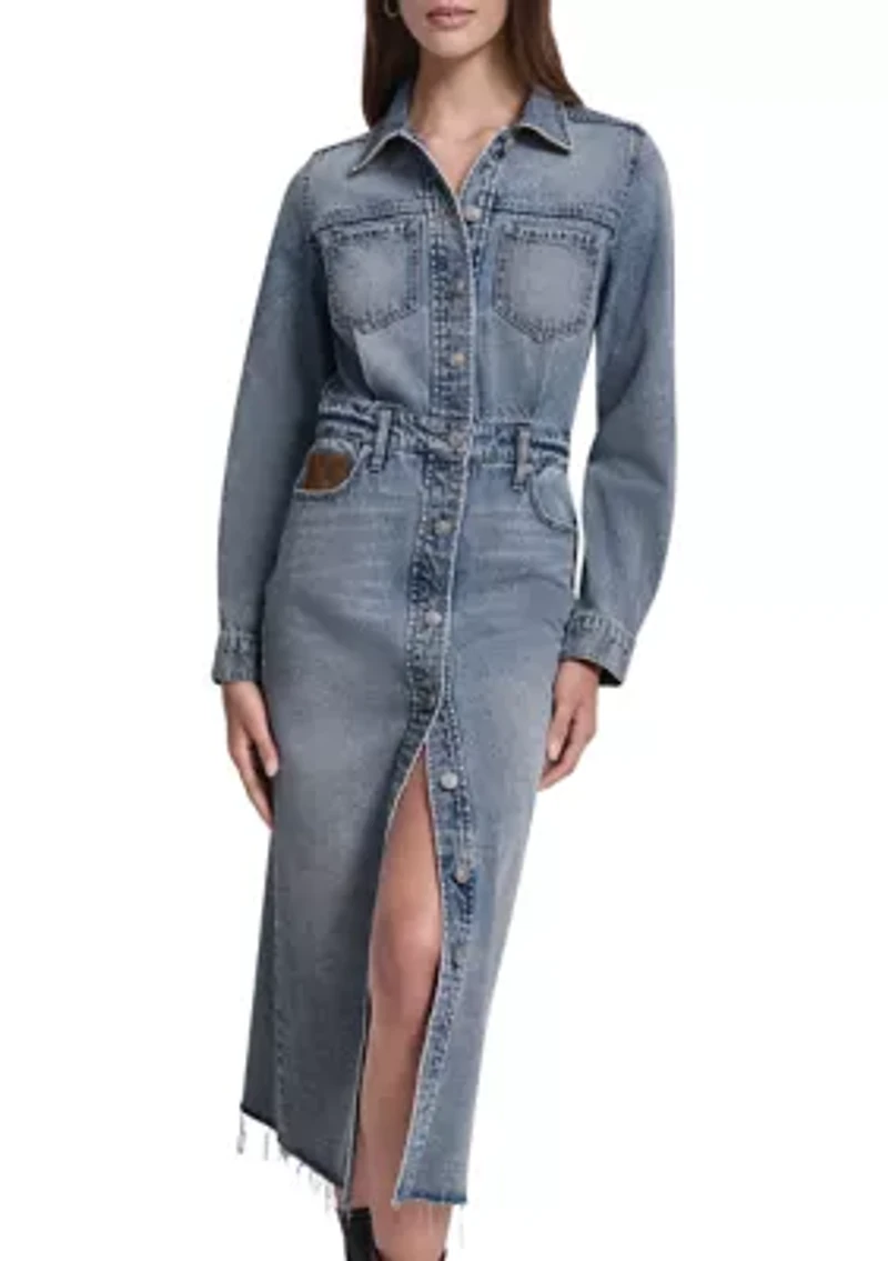 Women's Button Front Maxi Dress