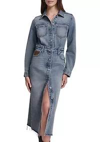 Women's Button Front Maxi Dress