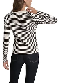 Women's Thermal Rib Long Sleeve Button Front Short Cardigan