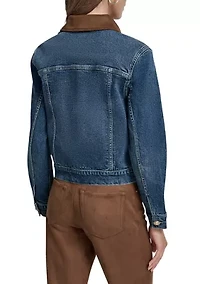 Women's Trucker Jacket with Faux Suede Collar