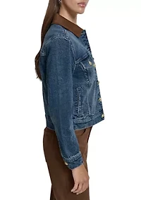 Women's Trucker Jacket with Faux Suede Collar
