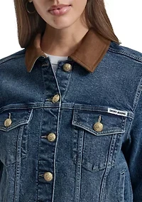 Women's Trucker Jacket with Faux Suede Collar